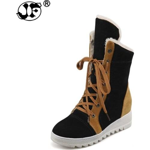 2019 large size 34-43 lace up 4 mixed colors Shoes Woman Add Warm Fur Platform winter Shoes women snow Boots plush 775