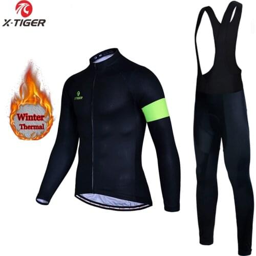 X-TIGER Winter Fleece Thermal Cycling Jersey Set Maillot Ropa Ciclismo Mtb Bike Long Sleeve Clothes Bicycle Suit Clothing