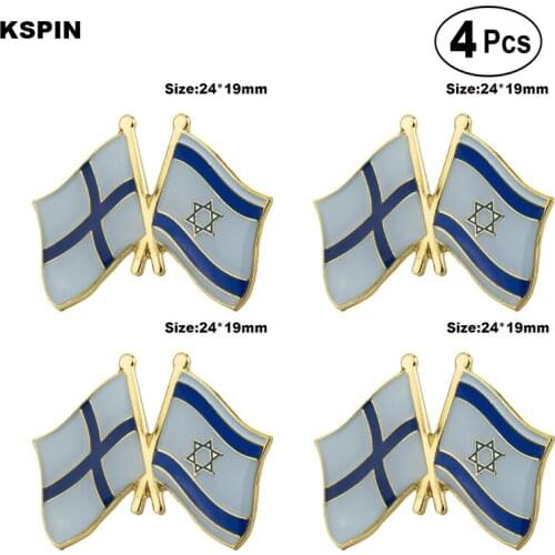 Finland& Israel Friendship Flag Pin Lapel Pin Badge Brooch Icons 4pcs
