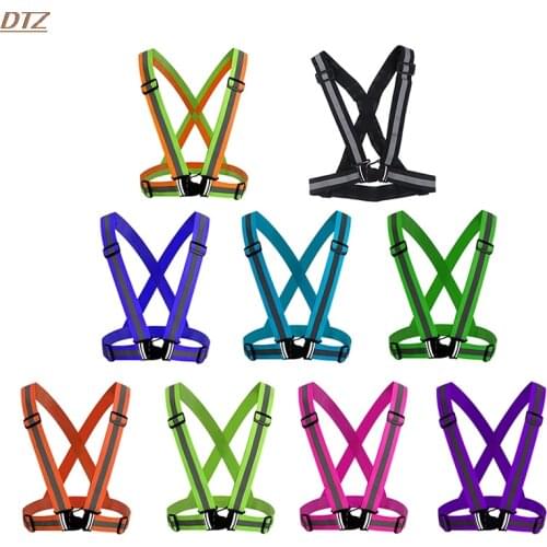 1pc Safety Adjustable Safety Reflective Visibility Striped Vest Jacket Highlight For Night Riding Cycling Sports