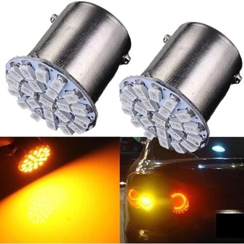 2 Pcs 1156 1206 SMD LED Car Tail Turn Signal Bulb Lamp Yellow Light DC 12V Led Car Lights Exterior Auto Accessories