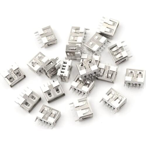 20Pcs USB-A type Vertical 2.0 4pins Durable USB Type A Female Solder Jacks Connector PCB Socket