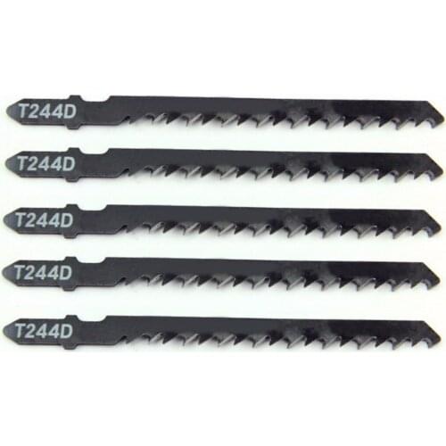 5pcs T244D HCS T-Shank Curved Jigsaw Blades For Wood Fast Cutting 100mm Length
