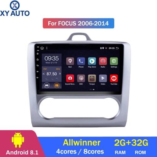9 inch 2.5D IPS HD multi-touch screen Android8.1 2G RAM 32G ROM NAVI For Ford Focus 2006-2014 AC with Bluetooth USB WIFI SWC