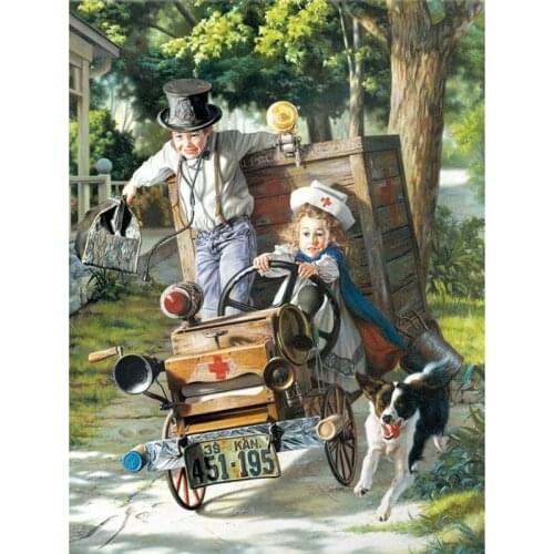 5D DIY Diamond Painting Home Decorations Two Funny Kids Diamond Embroidery Square Rhinestone Crafts Arts Paintings