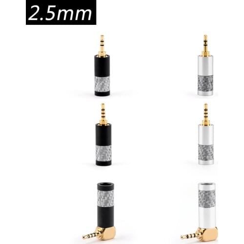 Areyourshop 2.5mm Carbon Fiber 3/4 Pole Stereo Audio Straight / 90 Degree Bend Earphone Plug Jack