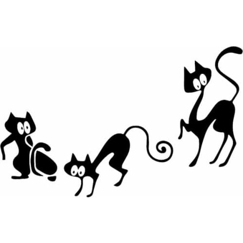 Car Stickers Funny Funny Cat Animal Cartoon Pattern Car Decoration Decals Suitable for Various Models Black/white, 17cm*10cm