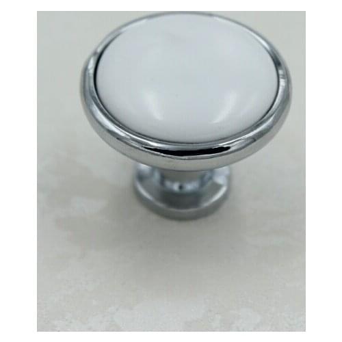 Drawer knob pull white ceramic kitchen cabinet handle knob silver dresser cupboard door pull moderm furniture knobs
