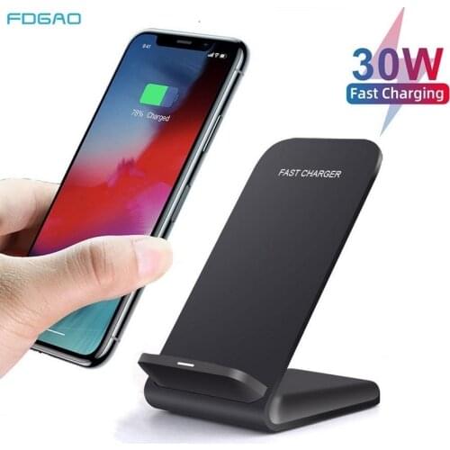 FDGAO 30W Qi Wireless Charger Stand For iPhone 12 11 XS XR X 8 Wireless Fast Charging Station Phone Charger For Samsung S20 S10
