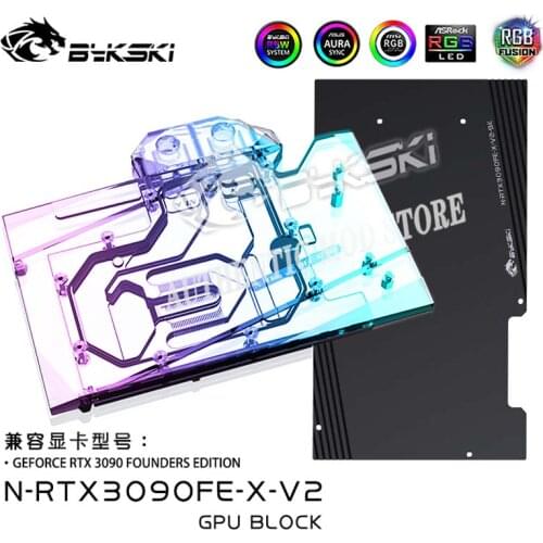 Bykski N-RTX3090FE-X-V2 GPU Water Cooling Block For NVIDIA RTX3090 Founder Edition Graphics Card,3090 VGA Cooler A-RGB/RGB