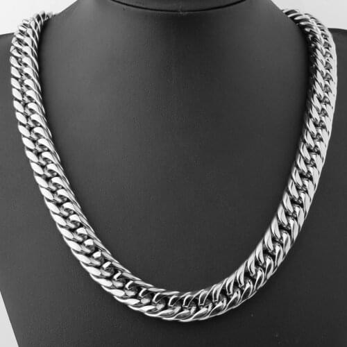 Tiasri 9/13mm Hip hop Man Necklace Bracelet Cuba Miami Chain High Quality Stainless Steel Choker Gift For Male Wholesale Retail