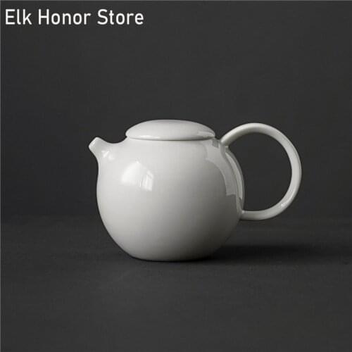 230ml White Jade Porcelain Teapot Handmade Mutton Fat Jade Teakettle Household Single Pot Kung Fu Tea Pu'er Master Pots Teaware
