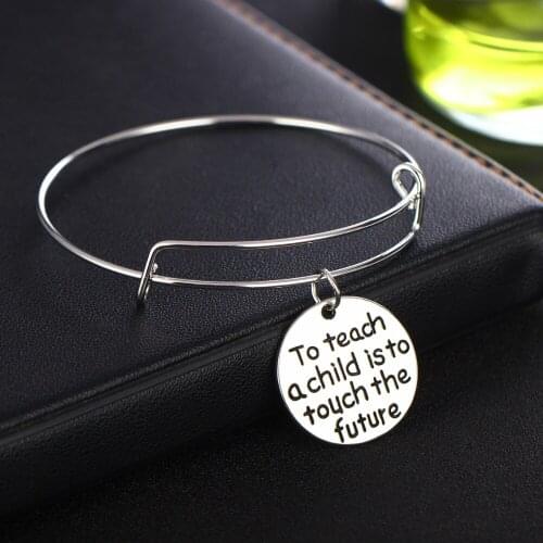 To Teach A Child Is To Touch The Future Bracelet Teachers Gift Bangle Women Men Jewelry Wristband Thanksgiving Days Present