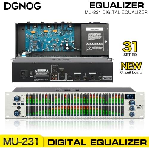 DGNOG 2*31 Bands Graphic Audio Equalizer Digital Equalizador Karaoke Professional Sound System DJ Equalizers 2U Model MU-231