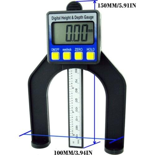 Digital Height Gauge Table Saw Depth Gauge with Three Measurement Units Locking Screw for Woodworking Router Table 80mm