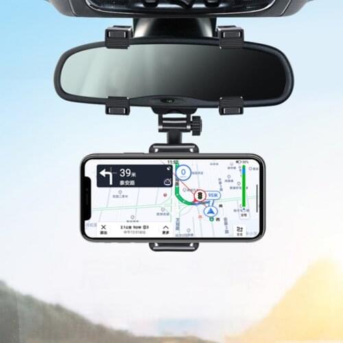 Mobile Phone Car Holder Rearview Mirror Mount For IPhone Universal Smart Phone 360 Adjustable GPS Seat Car Phone Holder Stand