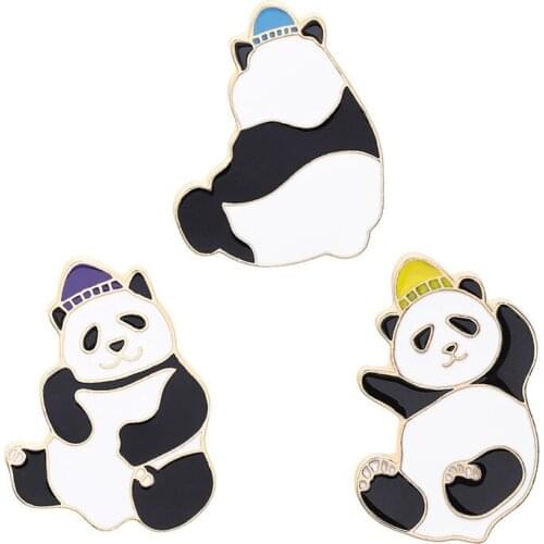 Cartoon Animal Panda Enamel Brooch Cute Alloy Badge Denim Shirt Bag Collar Pin Accessories Jewelry Gift For Friends