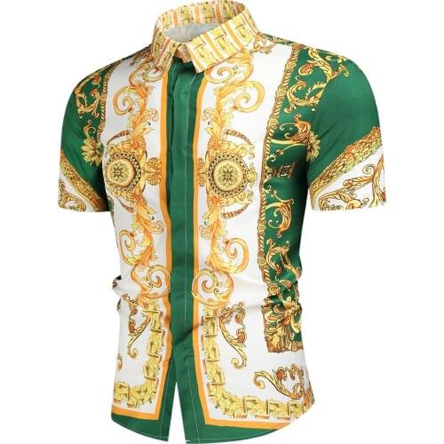 Nation Style Summer Beach Men Shirt 2021 New Mens Ethnic Printed Short Sleeve Hawaiian Baroque Casual Top Fashion Shirt For Men