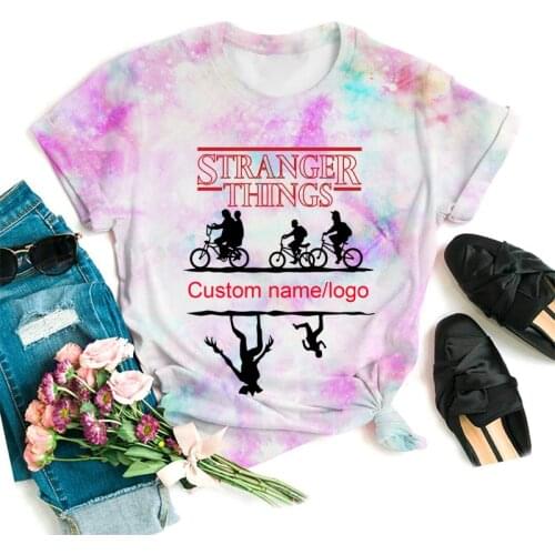 Custom Name Letter Womens High Quality Print T-shirt Short Sleeve Tshirt Tie Dye Vintage Graphic Tees Custom T-shirts Femme Top