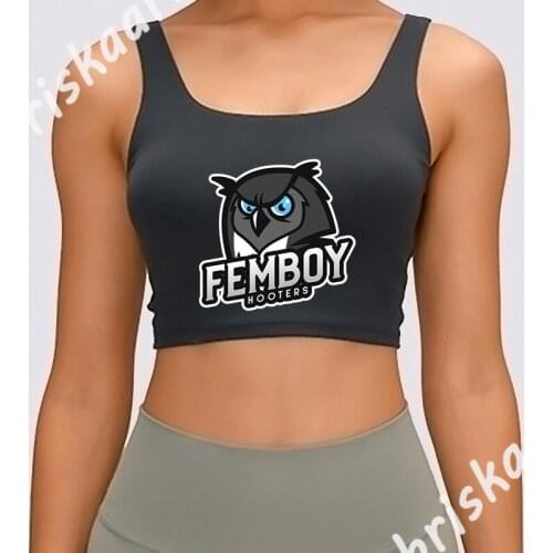 Femboy Hooters Clothing Dark Owl Graphic Tank Top Summer Style Crop Top Unique Custom Novelty Round Neck Comical Fitness Vest