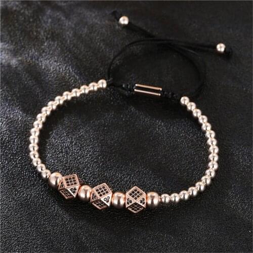 Crown Tube Men Bracelet Set Rope Wrap Pave Cubic Zirconia Copper Brading Beaded Charm Bracelet For Men Women Bangle Jewelry Gift