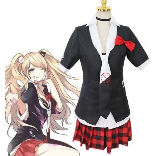 KIGUCOS Danganronpa Cosplay Costumes Enoshima Junko Anime Uniform Jacket Shirt Skirt Sets Cosplay Outfit Halloween Costumes