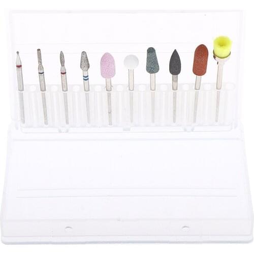 Nail Drill Bits Cuticle Clean Polishing Buffing Bits Brush Set Manicure Pedicure Acrylic UV Gels Polishing Head (10Pcs)
