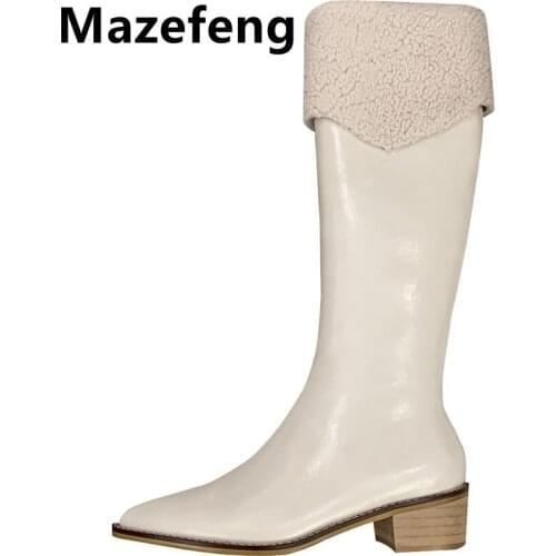 Mazefeng 2021 Fashion Women Boots Winter Heels Quality Long Comfort Mujer Thigh High Boot Botas Mujer Zipper Knee-high