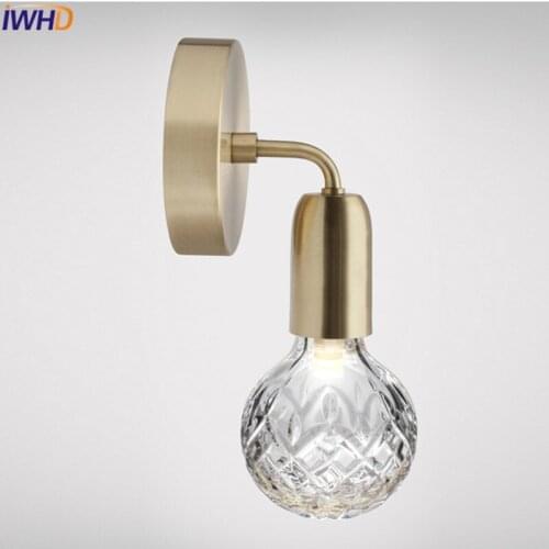 Copper Glass Ball Wall Lamp Modern Nordic Wandlamp LED Wall Light Bedside Light Mirror Light Bedroom Applique Murale Luminaire