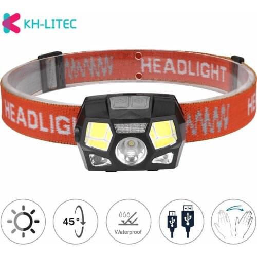 Mini Head Lamp 5 Modes Waterproof 2*COB+1*XPE Flashlight USB Rechargeable Headlight Headlamp Camping Fishing Torch Lanterna