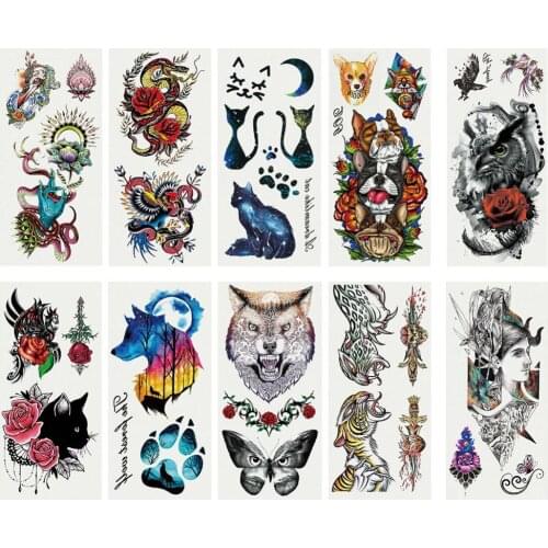Fashion Waterproof Temporary Tattoo Sticker Body Art Snake Cat Dog Owl Decals