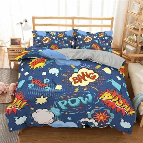 Cartoons Bedding Set 3D Amazed Expression Printed Duvet Cover&Pillowcase Single Double Queen King Size Bedroom Home Textiles