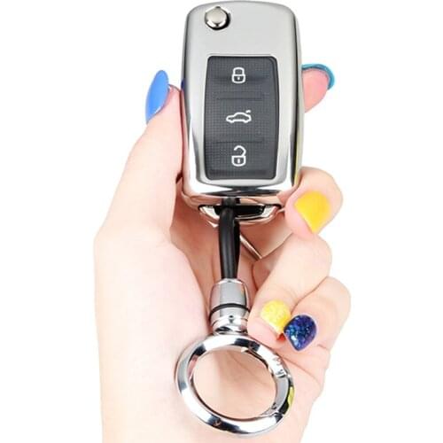Soft TPU Key Fob Cover with Keychain for VW Volkswagen Beetle Passat Tiguan Touran Jetta MK1-MK6 Golf GTI/Rabbit/R/MK6/MK