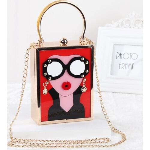 New Mini Chain Square Bag Fashion Ladies Tide Metal Bag Dinner Lovely Taste Bag Rushed Patchwork Woman Box Diagonal Personality