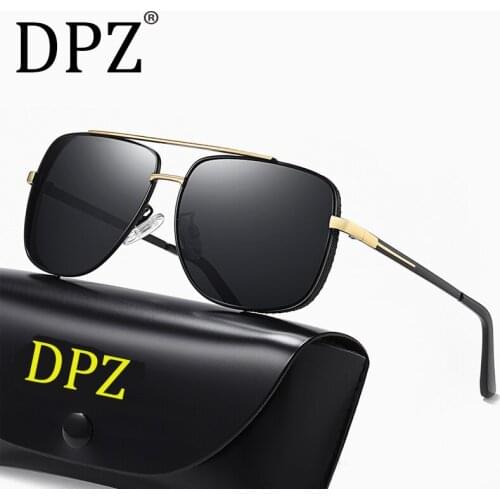 New metal mens square-framed polarizing pilot sunglasses high quality driving night vision goggles anti-hyperlight sunglasses