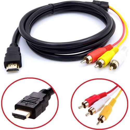 New 1080p Converter HDMI S-video to 3 RCA Audio Cable Durable SCART to 3 RCA Phono Adapter for TV HDTV Audio Extension Cord 1.5M