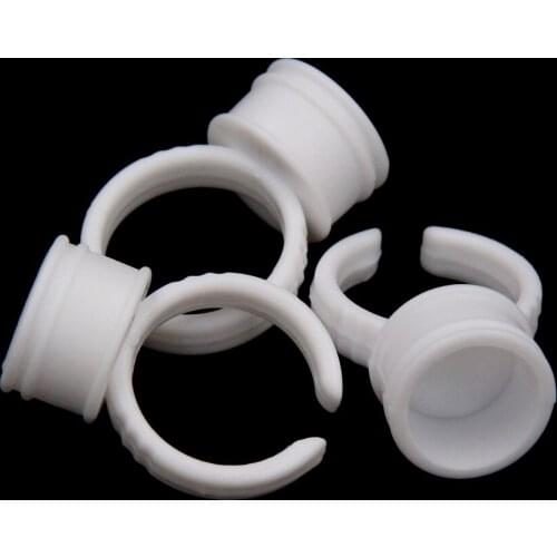 100pcs Disposable Plastic Nail Art Tattoo Ring Ink Caps Glue Holder Eyelash Extension Rings Adhesive Pigment Holders for Tattoo