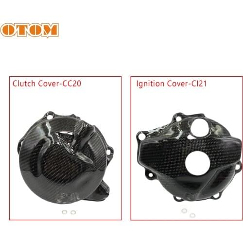 OTOM Motorcycle Clutch Cover-CC20/Ignition Cover-CI21 Carbon Fiber Magneto Engine Protective For KAWASAKI KLXR 230 Motocross