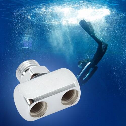 Diving Thread Adapter 1x 9/16-18 Male to 2x 3/8-24 Female Hose Splitter Perfect for Scuba Diving & Snorkeling