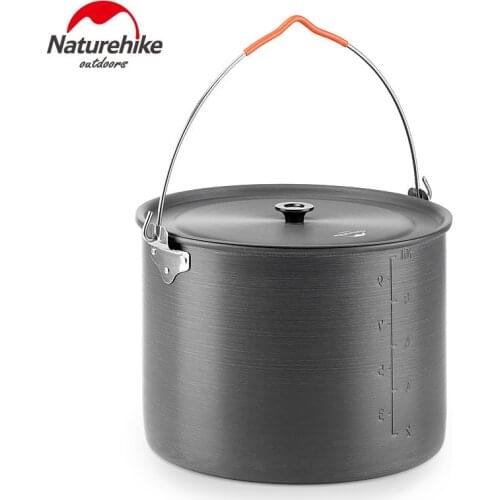 Naturehike 2019 New Arrive Aluminum Alloy High Capacity 6L 10L Camping Pot With Handel For 6-8 People