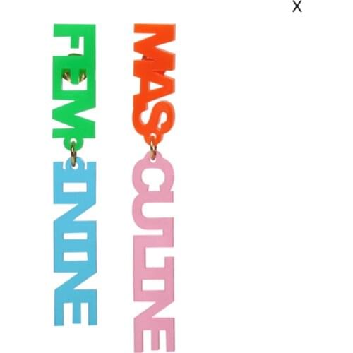 Exaggerated Cool Punk Acrylic Earrings Women Long Tassel Colorful English Letters Dangle Earrings Party Club Fashion Earrings