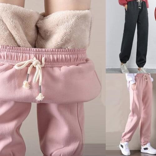 S-XXXL Autumn And Winter Thin Fashion Women Solid Cashmere Pocket Casual Pants Sports Pants Long Pants thermo leggings woman F4