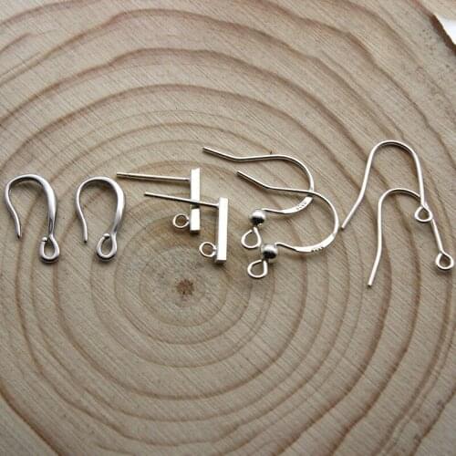S925 Sterling Silver Hypoallergenic Earring Hooks Wires Findings Ear Hook Clasp Earring Stud Fit DIY Jewelry Making Accessories