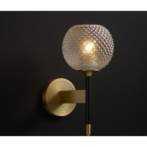 Modern brass wall lamp LED bedroom bedside lamp copper lamp retro living room wall lamp bathroom lamp room corridor lighting