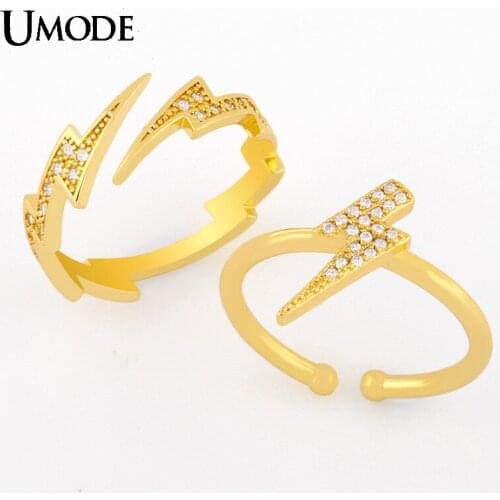 UMODE lightning Engagement Rings for Women Femme Adjustable Cubic Zirconia Wedding Rings Rhinestone fashion Jewelry UR0601