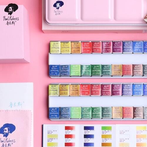 Paul Rubens Art Watercolor Set Solid Pigment Professional Portable Travel Artist Level 12/24/48 Colors Fresh Style for Students