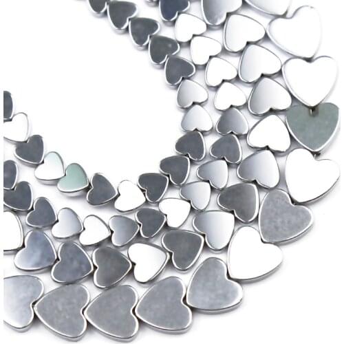YHBZRET heart Shape Silvers Hematite Natural Stone 6/8/10mm Loose Spacer Beads For Jewelry Making Diy Bracelet Necklace Findings