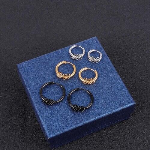 1pair Punk Rock Women Men Hoop Earrings Titanium Stainless Steel Round Earrings Ear Rings Circle Piercing Earring Bijoux Brincos