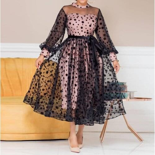 Plus Size 4XL 5XL Party Princess Dress Sexy See Through Pink Black Tulle Mesh Stitching Dresses Spring Summer Birthday Outfits