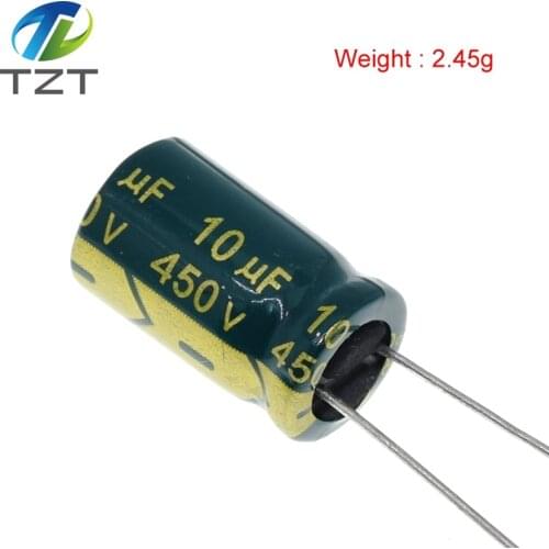 10 pcs Aluminum electrolytic capacitor 10 uF 450 V 10 * 17 mm frekuensi tinggi Radial Electrolytic kapasitor